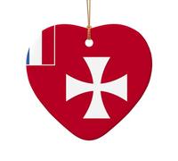 Poezjzw Bandiera delle Isole Wallis e Futuna in ceramica ornamento natalizio a forma di cuore appeso regalo per le vacanze di Natale, ornamenti per la decorazione della casa