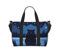 Poezjzw Bear Bathing Under The Stars Travel Duffel Bag Tote Carry On Bagagli Borsa Impermeabile Weekender Pernottamento Borse Per Pieghevole, nero, Taglia unica