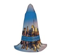 POEZJZW Bella Città Cielo Linea Modello Uomini Donne Mantello Con Cappuccio Adulto Mantello Con Cappuccio Rinascimento Halloween Strega Costume Mago Mantello L