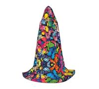POEZJZW Bella Farfalle Colorate Modello Uomini Donne Mantello Con Cappuccio Adulto Mantello Con Cappuccio Rinascimento Halloween Strega Costume Mago Mantello S