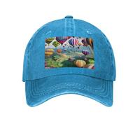 POEZJZW Bellissimo modello mongolfiera Cowboy Baseball Capadjustable metallo Snapback cotone Trucker Hat Unisex Nero, Blu, Taglia unica