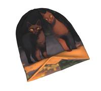 POEZJZW Berretto con motivo gatto fuori dalle ombre, elastico, caldo e traspirante, leggero, adatto per donne incinte, malati di cancro, uso quotidiano, nero