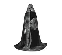 POEZJZW Bianco E Nero Due Elefanti Modello Uomini Donne Mantello Con Cappuccio Adulto Mantello Con Cappuccio Rinascimento Halloween Strega Costume Mago Mantello M
