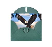 POEZJZW Biglietti di Natale in carta perlata con aquila con ali, con buste verde scuro, biglietti di ringraziamento, matrimonio, San Valentino, 10 pezzi