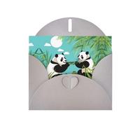 POEZJZW Biglietti di Natale in carta perlata con due graziosi panda grandi, con buste grigie, biglietti di ringraziamento, matrimoni, San Valentino, 10 pezzi