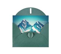 POEZJZW Biglietti di Natale in carta perlata con neve sulla cima di una montagna, con buste verde scuro, biglietti di ringraziamento, matrimonio, San Valentino, 10 pezzi