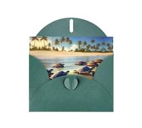 POEZJZW Biglietti di Natale in carta perlata con tartarughe sulla spiaggia, con buste verde scuro, biglietti di ringraziamento, matrimoni, San Valentino, 10 pezzi