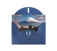 POEZJZW Biglietti di Natale in carta perlata del Monte Fuji all'inizio della primavera, con buste blu, biglietti di ringraziamento, matrimonio, San Valentino, 10 pezzi