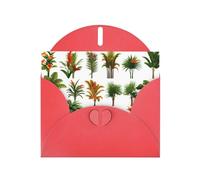 POEZJZW Biglietti di Natale in carta perlata della collezione di piante tropicali, con buste rosse, biglietti di ringraziamento, matrimonio, San Valentino, 10 pezzi