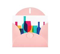 POEZJZW Biglietto di auguri bianco con bicchieri da cocktail e bottiglie di vino, in carta perlata, adatto per feste di compleanno e matrimoni, con busta rosa