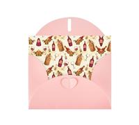 POEZJZW Biglietto di auguri bianco con motivo di vino rosso, carta perlata, adatto per feste di compleanno e matrimoni, con busta rosa