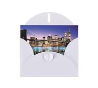 POEZJZW Biglietto di auguri in carta perlata con motivo "Ponte di Brooklyn", vuoto, adatto per feste di compleanno e matrimoni, con busta bianca