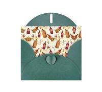 POEZJZW Biglietto di auguri in carta perlata con motivo vino rosso, adatto per feste di compleanno e matrimoni, con busta verde scuro