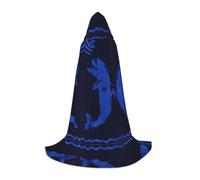 POEZJZW Blu Gioca Delfino Modello Uomini Donne Mantello Con Cappuccio Adulto Mantello Con Cappuccio Rinascimento Halloween Strega Costume Mago Mantello M