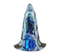POEZJZW Blu Marine Life Pattern Uomini Donne Mantello Con Cappuccio Adulto Mantello Con Cappuccio Rinascimento Halloween Strega Costume Mago Mantello S