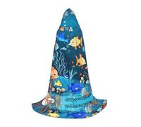 POEZJZW Blu Underwater World Of Fish Modello Mantello Con Cappuccio Veste Costume Mantello Per Adulti Uomini Donne Felpe Con Cappuccio Di Natale Mantello Costumi Cosplay L