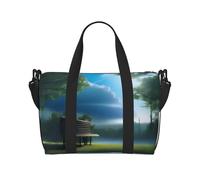 Poezjzw Borsa da viaggio blu cielo fumo e pioggia borsone da viaggio Weekender Carry On Tote Bags per donne borse ospedaliere per lavoro e consegna borsa per bagagli durante la notte, nero, taglia