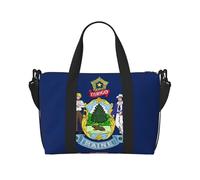 Poezjzw Borsa da viaggio con bandiera dello stato del Maine Tote Carry On Bagagli Resistente all'acqua Weekender Pernottamento Borse Per Pieghevole, nero, Taglia unica