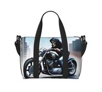 Poezjzw Borsa da viaggio con scheletro per moto, borsa da viaggio, borsa da viaggio per bagaglio da portare con sé, resistente all'acqua, borse per la notte per pieghevoli, nero, Taglia unica