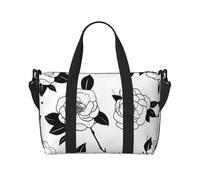 Poezjzw Borsa da viaggio semplice con camelia borsa da viaggio Weekender Carry On Tote Bags per donne borse da ospedale per lavoro e consegna borsa per bagagli durante la notte, nero, taglia unica,