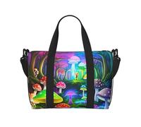 Poezjzw Borsone da viaggio con funghi della foresta Borsa da viaggio Weekender Carry On Tote Bags per donne Borse da ospedale per lavoro e consegna Borsa per bagagli durante la notte, nero, taglia