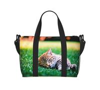 Poezjzw Borsone da viaggio con gattino addormentato Borse da viaggio Weekender Carry On Borse da ospedale per donne Borse da ospedale per lavoro e consegna Borsa per bagagli durante la notte, nero,