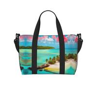 Poezjzw Borsone da viaggio con paesaggio caraibico Weekender Carry On Tote Bags per donne Borse da ospedale per lavoro e consegna Borsa per bagagli durante la notte, nero, taglia unica, Nero, One Size
