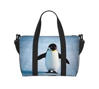 Poezjzw Borsone da viaggio con pinguino invernale, borsa da viaggio per weekender, borse da ospedale per donne borse da ospedale per lavoro e consegna, borsa per bagagli durante la notte, nera, taglia