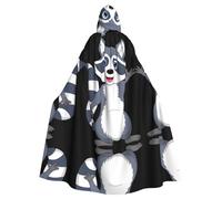 POEZJZW Carino Raccoon Modello Adulto Mantello Con Cappuccio Mantello Donne Uomini Halloween Costume Masquerade Cosplay Costume Festa di Natale Vestaglia