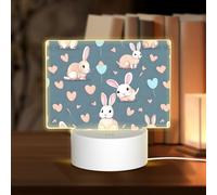 POEZJZW Cartoon Cute Bunny Pattern Rettangolo Acrilico Luce Notte con Cavo USB Regolabile 3 Colori per Ristorante Bar Cafe