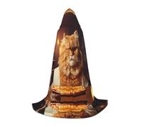 POEZJZW Cat Mangiare Pizza Modello Mantello Con Cappuccio Veste Costume Mantello Per Adulti Uomini Donne Felpe Con Cappuccio Di Natale Mantello Costumi Cosplay L