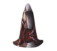 POEZJZW Cavallo Sella Con Un Cappello Da Cowboy Modello Selvaggio Adolescente Mantello Con Cappuccio Mantello Donne Uomini Costume Halloween Masquerade Cosplay Costume Festa di Natale Vestaglia M