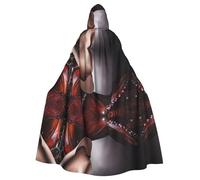 POEZJZW Cavallo Sella Con Un Cappello Da Cowboy Modello Selvaggio Adulto Mantello Con Cappuccio Mantello Donne Uomini Costume Halloween Masquerade Cosplay Costume Festa di Natale Vestaglia