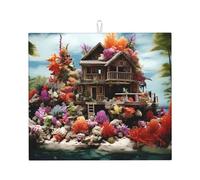 Poezjzw Chalet by The Sea - Tappetino scolapiatti per bancone della cucina, 45,7 x 40,6 cm, scolapiatti per macchina da caffè