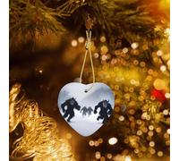 Poezjzw Ciondolo a forma di mostro con corna in ceramica, ornamento natalizio a forma di cuore, regalo per vacanze di Natale, ornamenti per la decorazione della casa