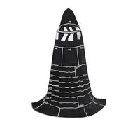 POEZJZW Classico Film Clapboard Nero Modello Uomini Donne Mantello Con Cappuccio Adulto Mantello Con Cappuccio Rinascimento Halloween Strega Costume Mago Mantello L