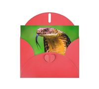 POEZJZW Cobra Snake - Biglietto di auguri in carta perlata, vuoto, adatto per feste di compleanno, matrimoni, inviti con busta rossa