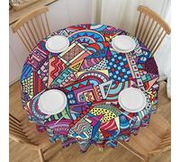 POEZJZW Colore Modello Astratto Disegno Modello Laciness Tovaglia Rotonda 152 Pollice Rughe Resistente Per La Casa Cucina Tavolo Da Pranzo Outdoor Party Picnic