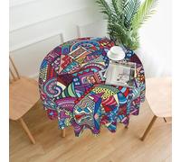 POEZJZW Colore Modello Astratto Disegno Modello Tovaglia Rotonda 152 Pollice Resistente alle Rughe Per La Casa Cucina Tavolo Da Pranzo All'aperto