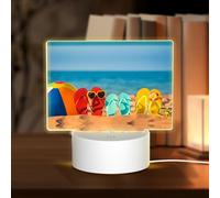POEZJZW Colorful Flip Flops Beach Ball Pattern Led Base Lampada Luce Notturna Acrilico USB 3 Modalità per Camera Cafe Bar Festa di Compleanno