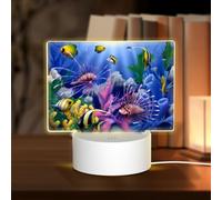 POEZJZW Colorful Tropical Sea Fish Pattern Rettangolare Acrilico Night Light Touch Interruttore Accento per Librerie Scrivanie Comodini