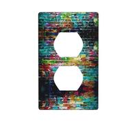 Poezjzw Copertura per interruttore della luce con motivo a muro di mattoni, copertura per presa duplex, piastra decorativa da parete, dimensioni 11,4 x 7,9 cm