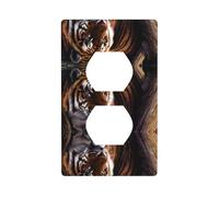 Poezjzw Copertura per interruttore della luce del Bengala con motivo tigre duplex piastra decorativa da parete decorativa da parete dimensioni 11,4 x 7,9 cm