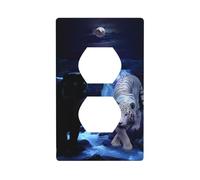 Poezjzw Copertura per interruttore della luce, motivo tigre bianca e pantere nere, copertura per presa duplex, piastra decorativa da parete, dimensioni 11,4 x 7,9 cm