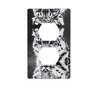 Poezjzw Copertura per interruttore della luce, motivo tigre delle nevi, copertura per presa duplex, piastra decorativa da parete, dimensioni 11,4 x 7,9 cm