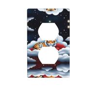 Poezjzw Copri presa con motivo di cuccioli di tigre tra le nuvole, piastra decorativa per interruttore della luce, decorazione per cucina, bagno, camera da letto, casa colonica