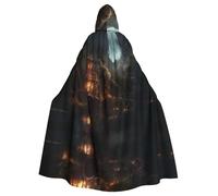 POEZJZW Costume con mantello con cappuccio con motivo castello nella foresta per adulti uomini donne felpe con cappuccio di Natale mantello costumi cosplay