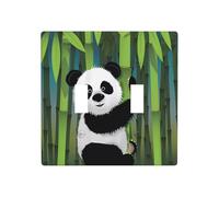 Poezjzw Curioso Baby Panda Pattern Piastra da parete Presa Copertura Decorativa Wall Plate Dimensioni 4.5X 4.5 "Doppio Toggle Outlet Light Switch Cover