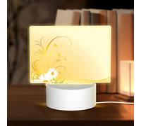 POEZJZW Curvatura Fiori di Camomilla Volanti Farfalle Modello Led Base Lampada Luce Notturna Acrilico USB 3 Modalità per Camera Cafe Bar Festa di Compleanno