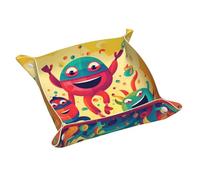 Poezjzw Cutie Pie Pattern Valet Tray for Miss Men, Portagioie in pelle Catchall Key Phone Coin Box Change Caddy Comodino Storage Box